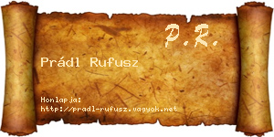 Prádl Rufusz névjegykártya